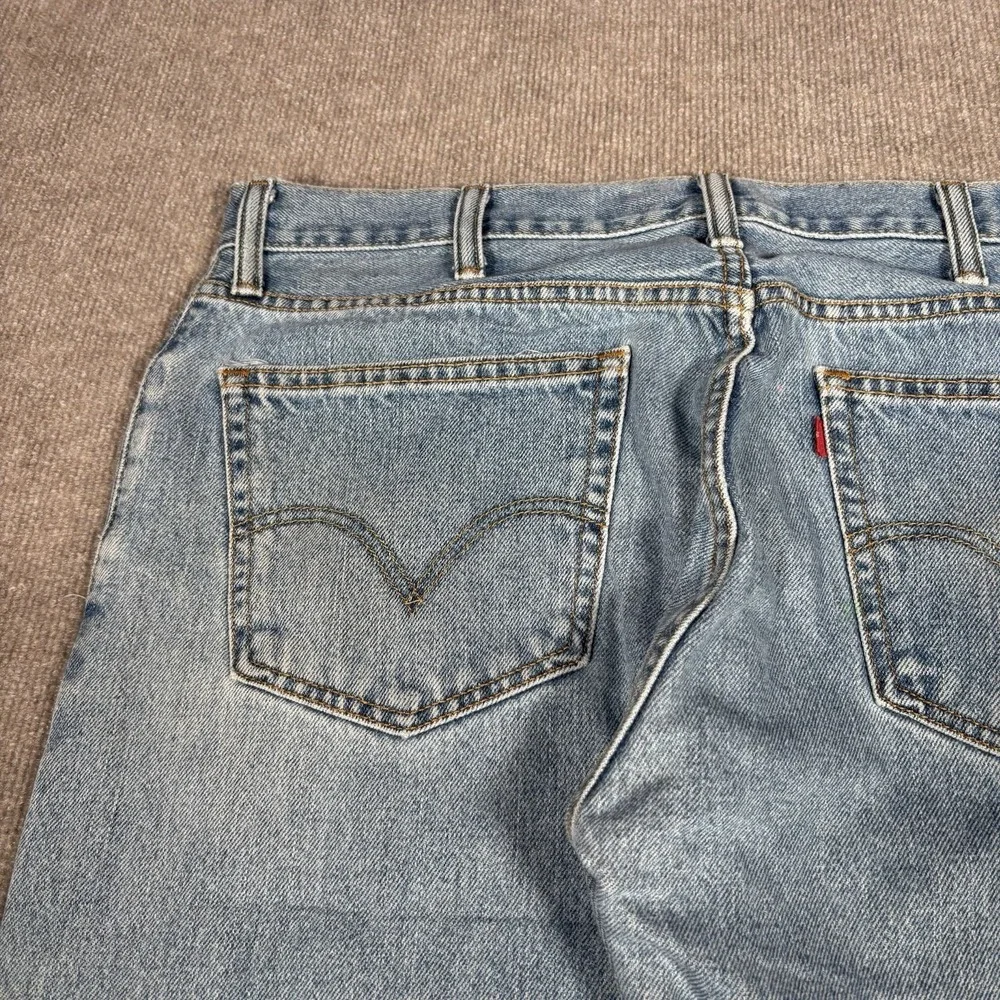 Levis 505 Jeans Mens 38x32‎ Regular Fit Straight Leg Light Wash Blue Denim Y2K